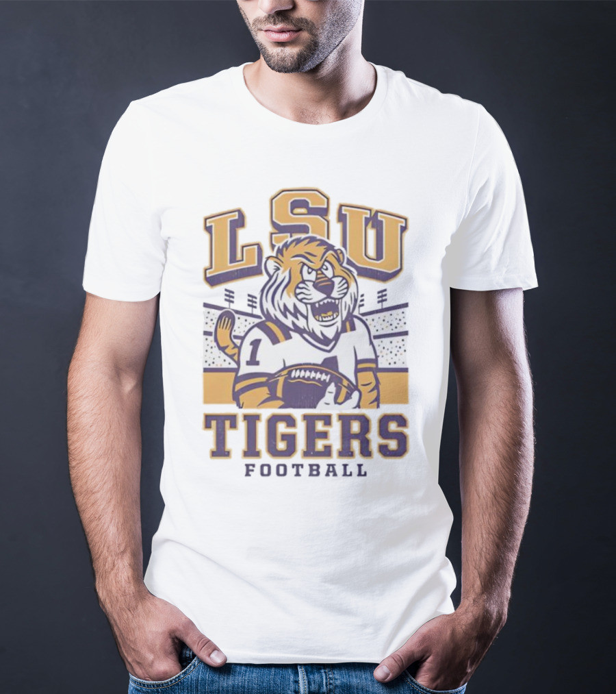 LSU Tigers Football Mike Mascot Stadium QB Number One T-Shirt