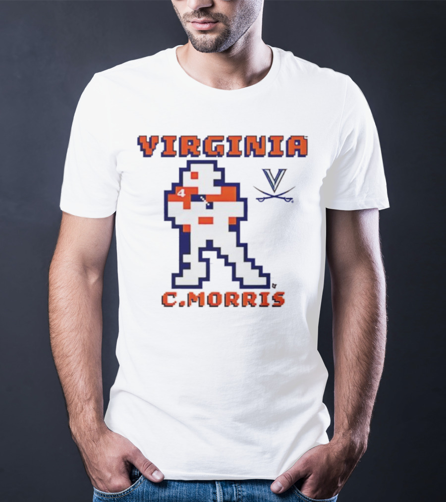 Virginia C. Morris Football Retro Pixel Quarterback 4 T-Shirt
