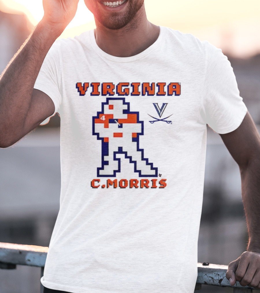 Virginia C. Morris Football Retro Pixel Quarterback 4 T-Shirt