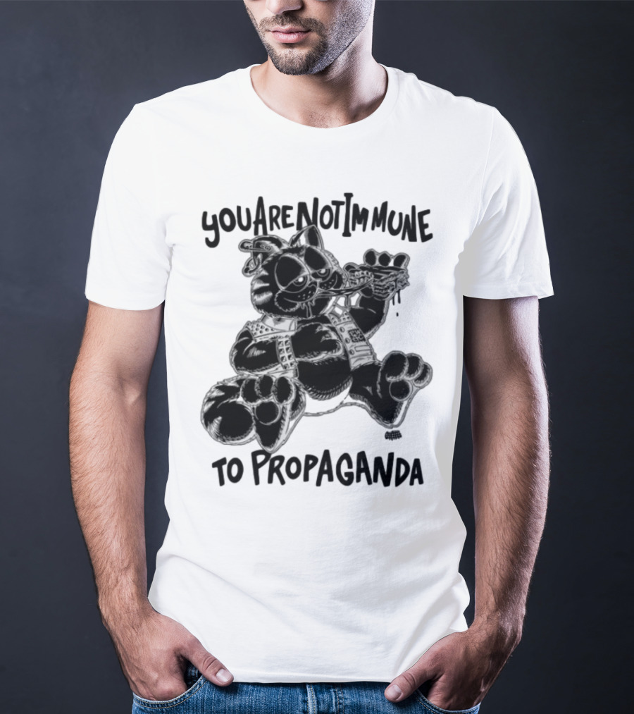 Punkwithacamera Cat With Pizza You Are Not Immune To Propaganda T-Shirt