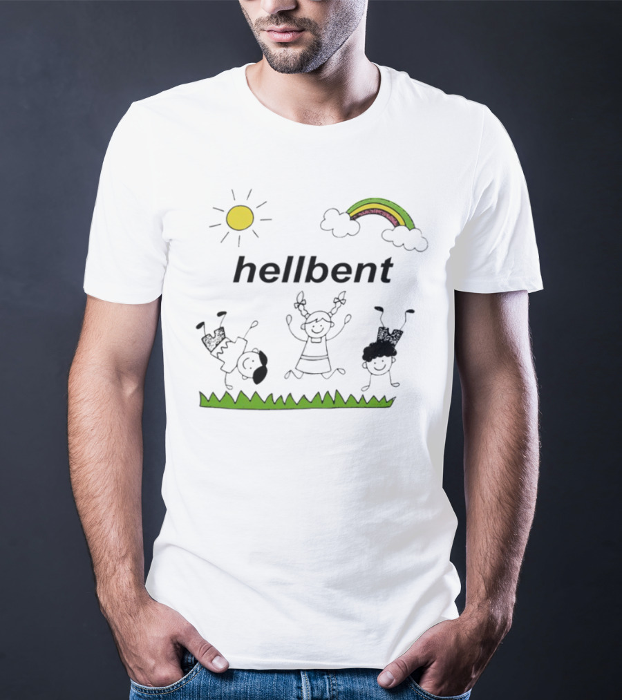 Hellbent Young Rebels Sun Rainbow Grass Playful Art T-Shirt
