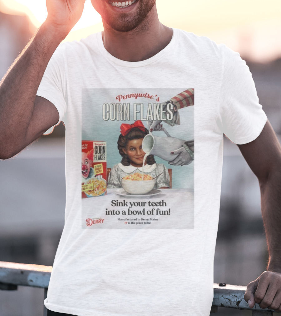 Pennywise’s Corn Flakes Sink Your Teeth Into A Bowl Of Fun IT Welcome To Derry October 26 2025 T-Shirt
