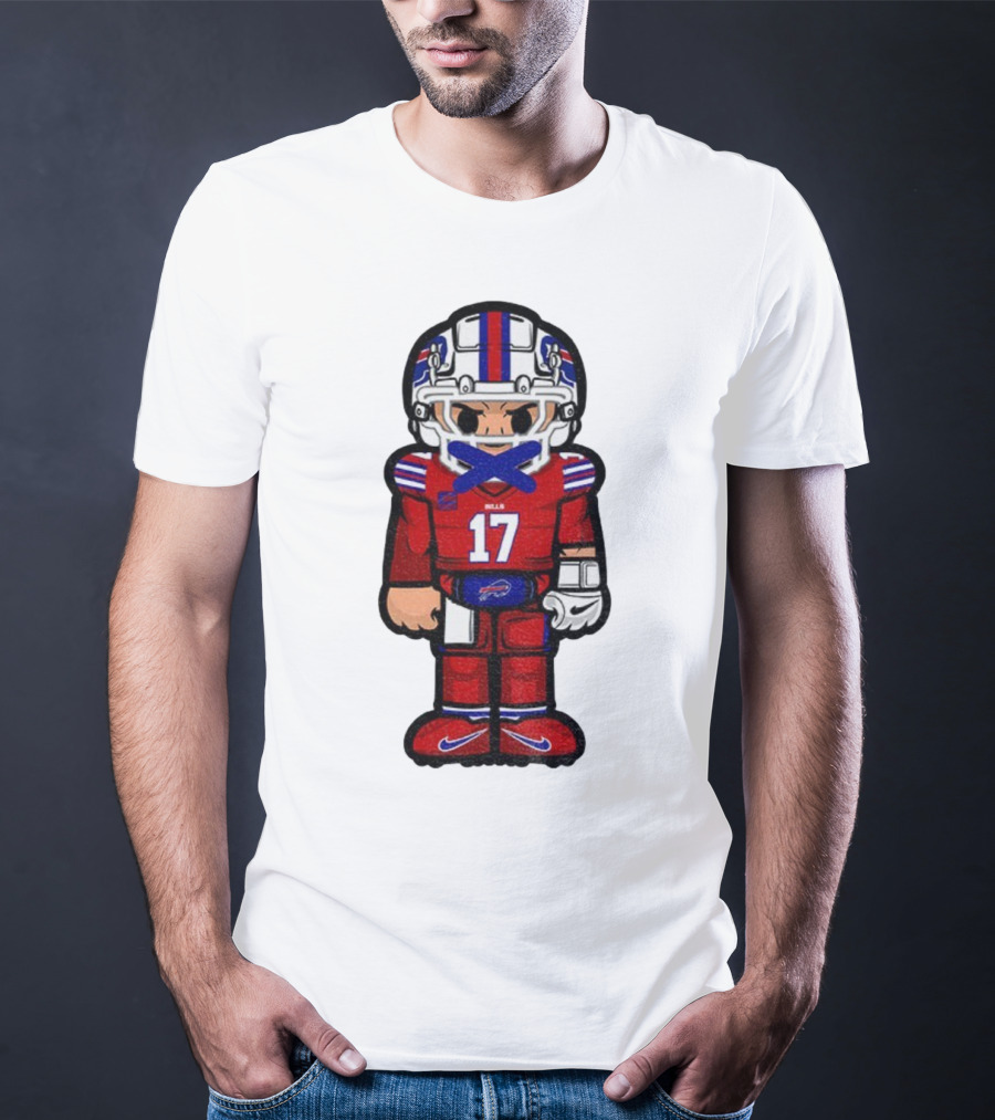 Buffalo Bills Josh Allen Cartoon NFL Football 2025 Number 17 T-Shirt