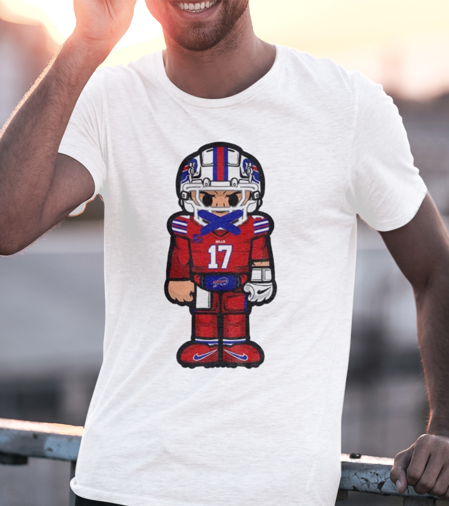 Buffalo Bills Josh Allen Cartoon NFL Football 2025 Number 17 T-Shirt
