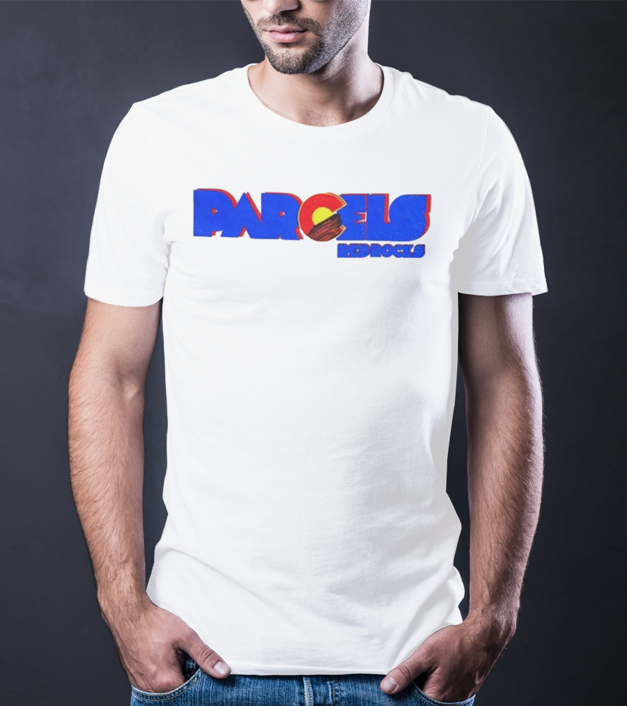 Parcels Red Rocks Colorado Flag Theme T-Shirt