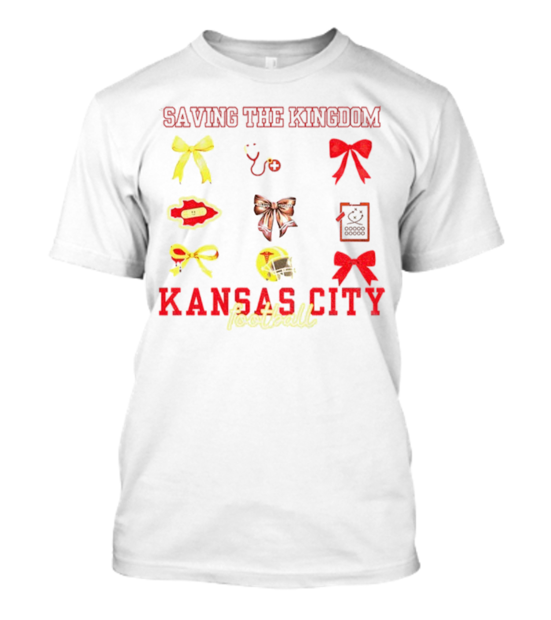 Saving The Kingdom Kansas City Football Bows Game Day Chiefs T-Shirt