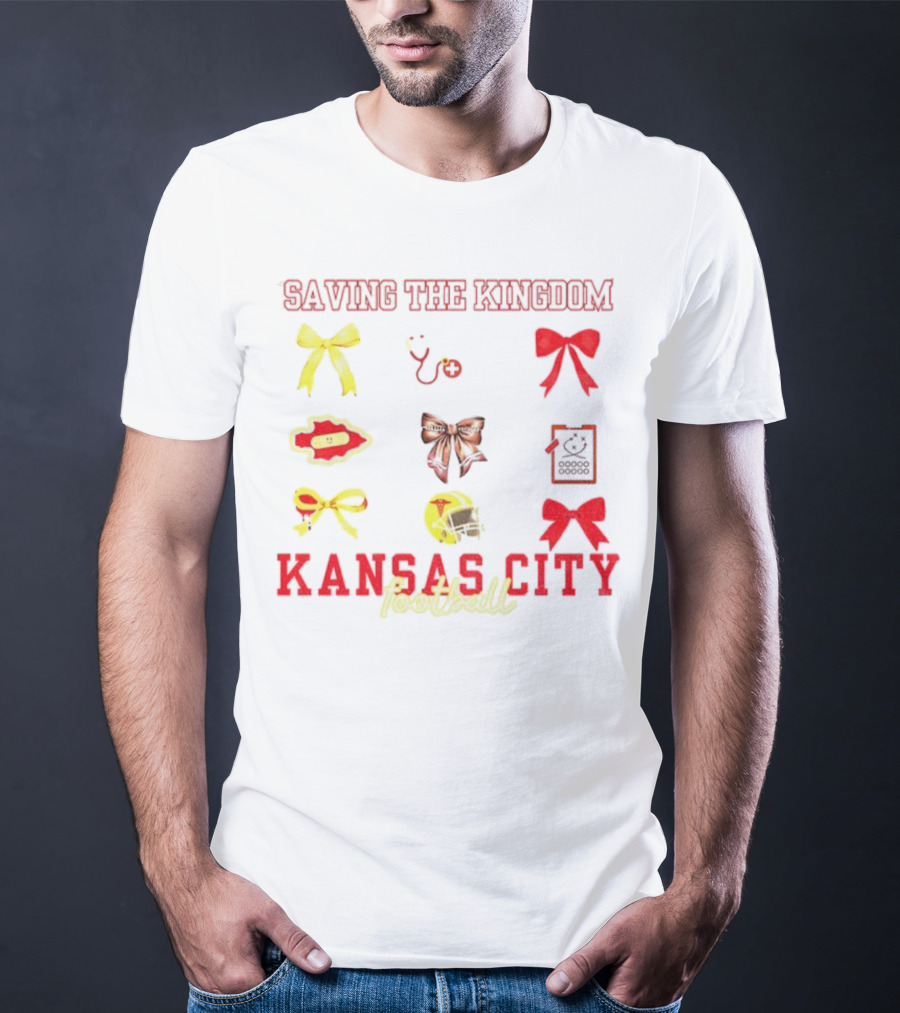 Saving The Kingdom Kansas City Football Bows Game Day Chiefs T-Shirt