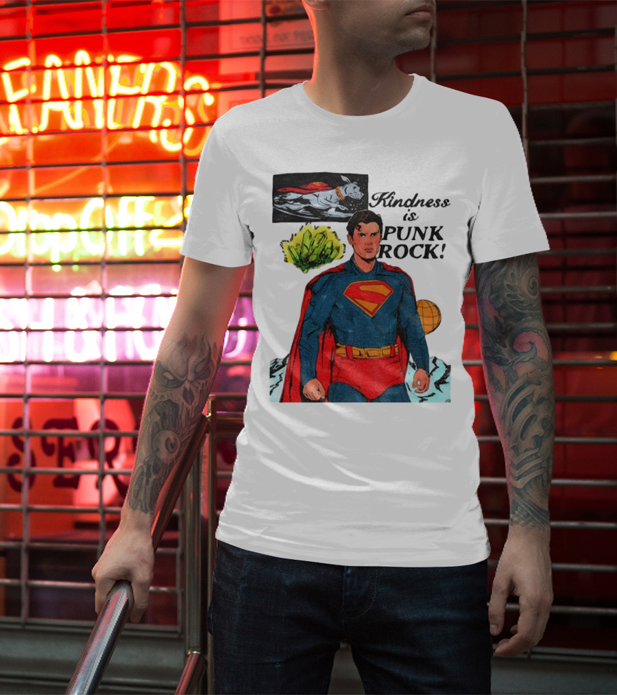 Superman DC Kindness Is Punk Rock Krypton Dog Caped Hero T-Shirt