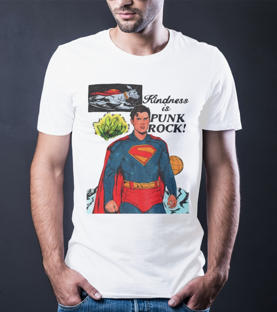 Superman DC Kindness Is Punk Rock Krypton Dog Caped Hero T-Shirt