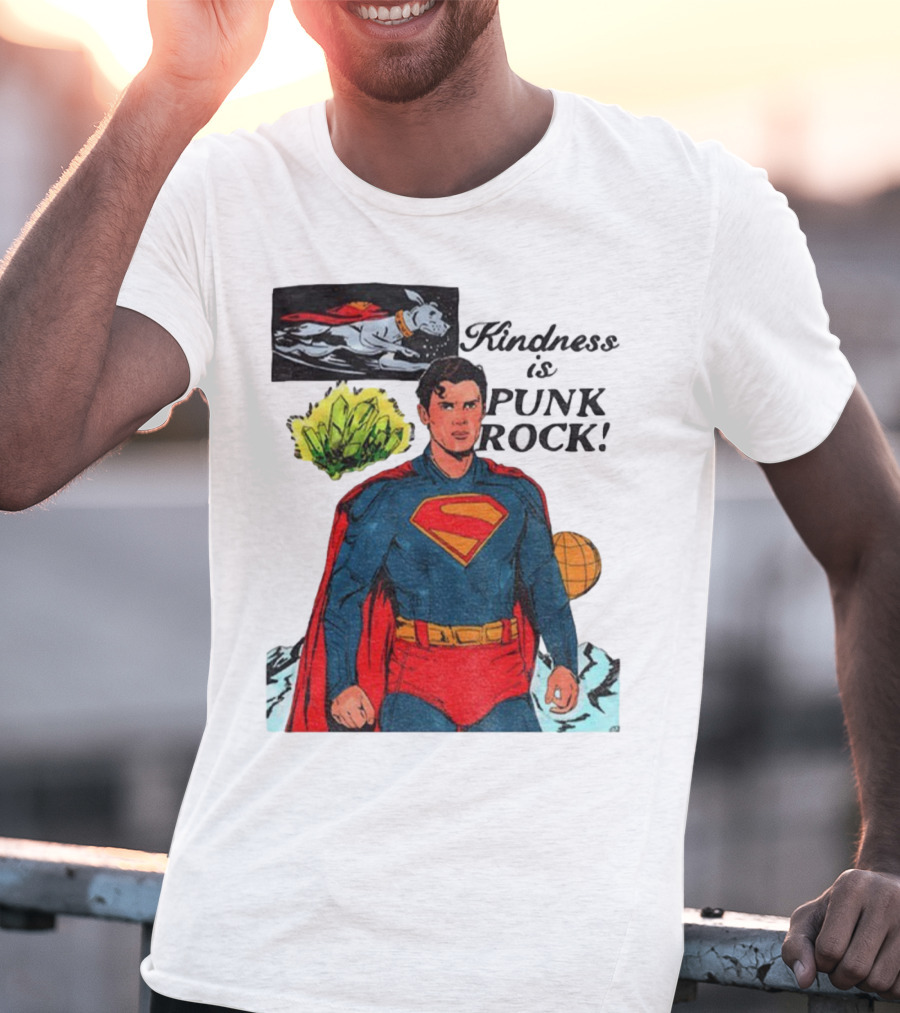 Superman DC Kindness Is Punk Rock Krypton Dog Caped Hero T-Shirt