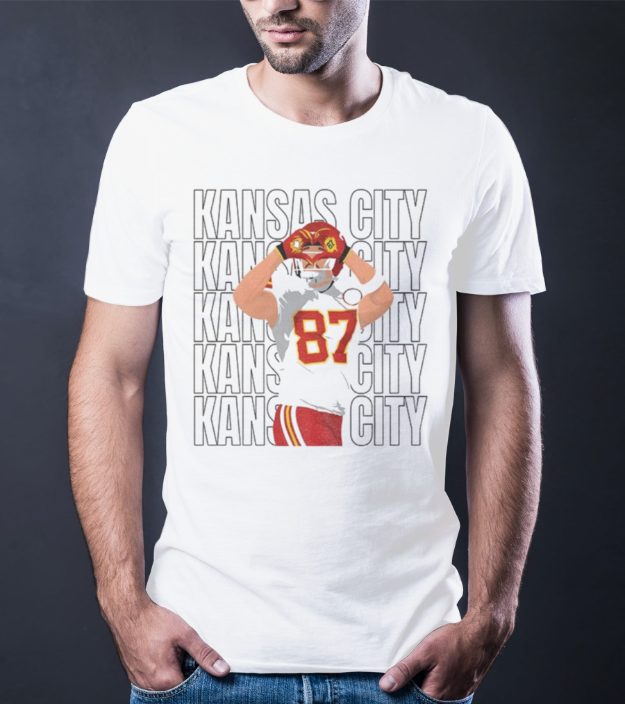 Kansas City Chiefs Travis Kelce 87 Heart Hands Game Day T-Shirt