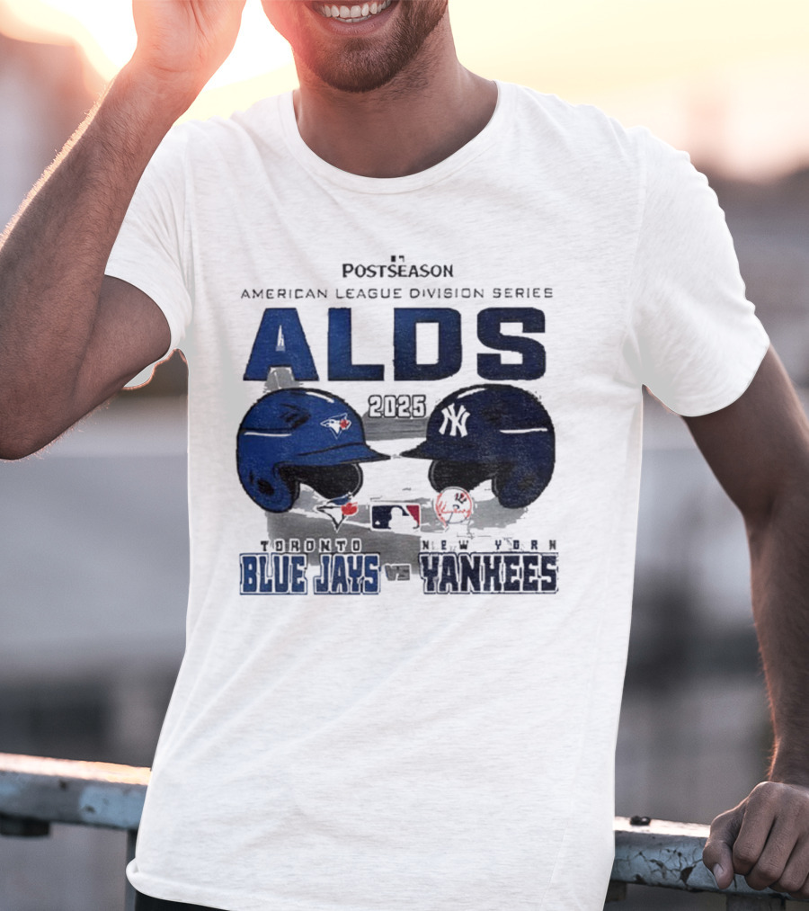 Toronto Blue Jays Vs New York Yankees 2025 ALDS MLB Postseason Helmets Bats Showdown T-Shirt