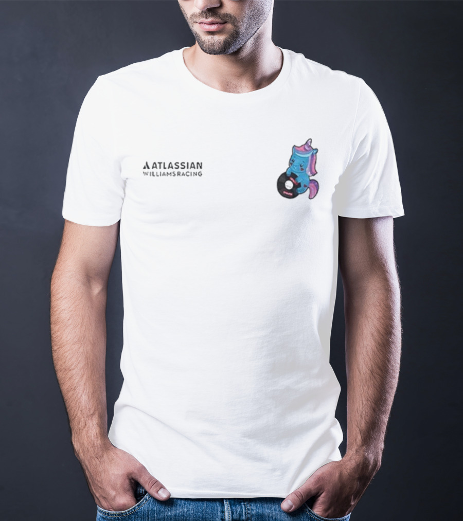 Atlassian Williams Racing Powered By Sparkles Signature Racing Unicorn In Helmet T-Shirt