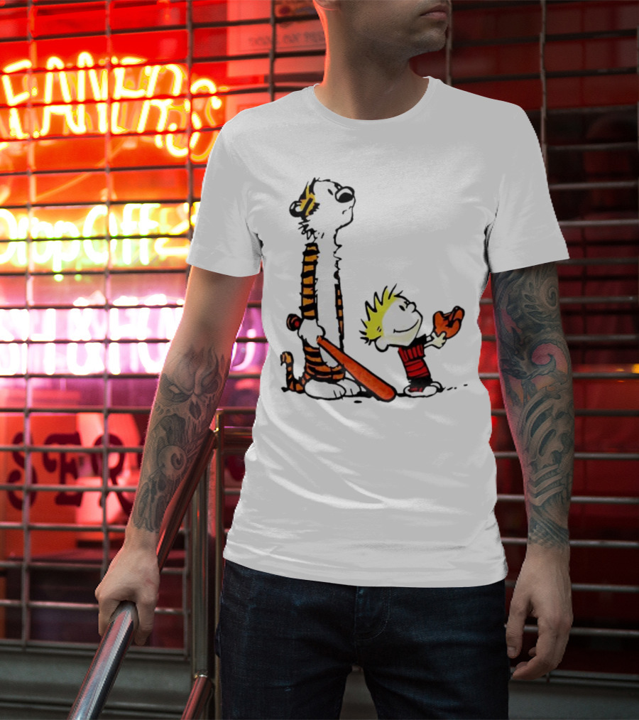 Calvin And Hobbes Baseball Glove And Bat Playtime T-Shirt