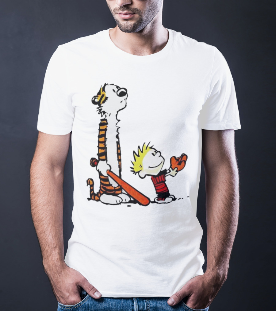 Calvin And Hobbes Baseball Glove And Bat Playtime T-Shirt