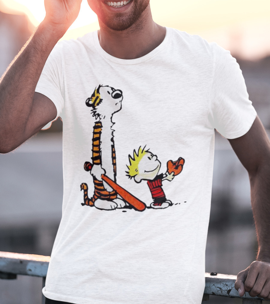 Calvin And Hobbes Baseball Glove And Bat Playtime T-Shirt