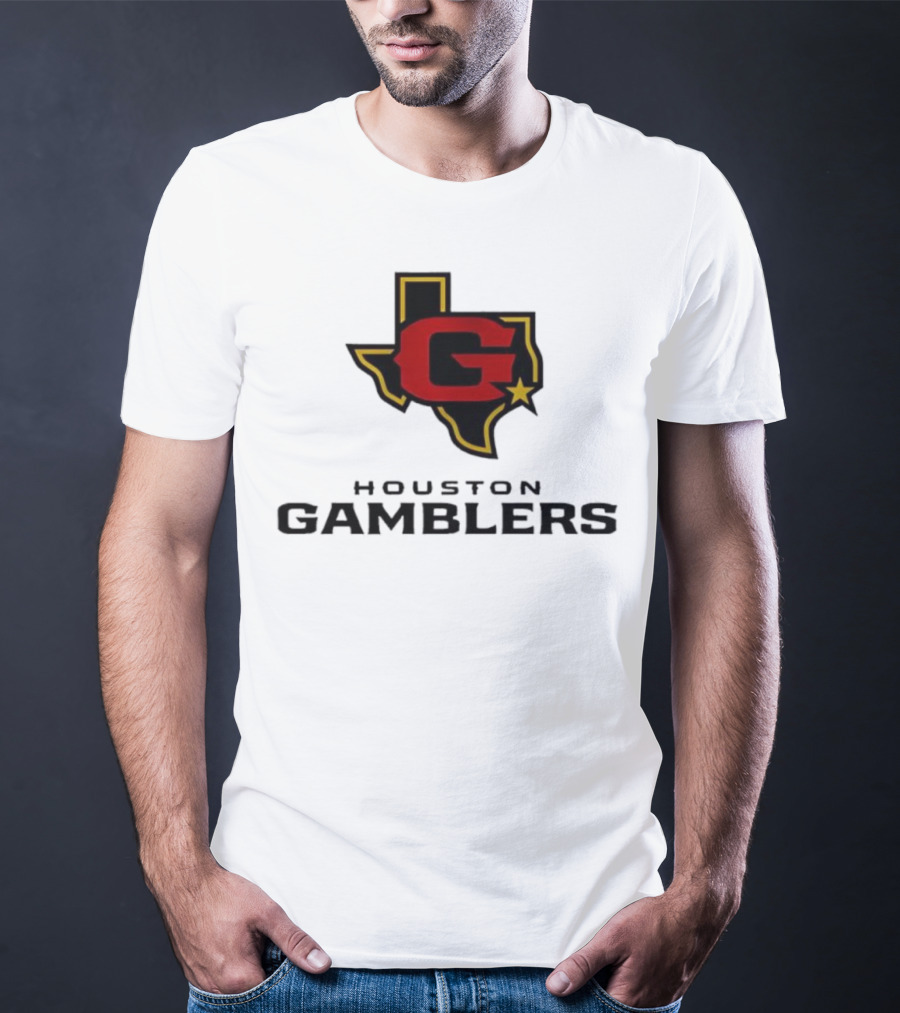Houston Gamblers Texas Outline G Star Emblem T-Shirt