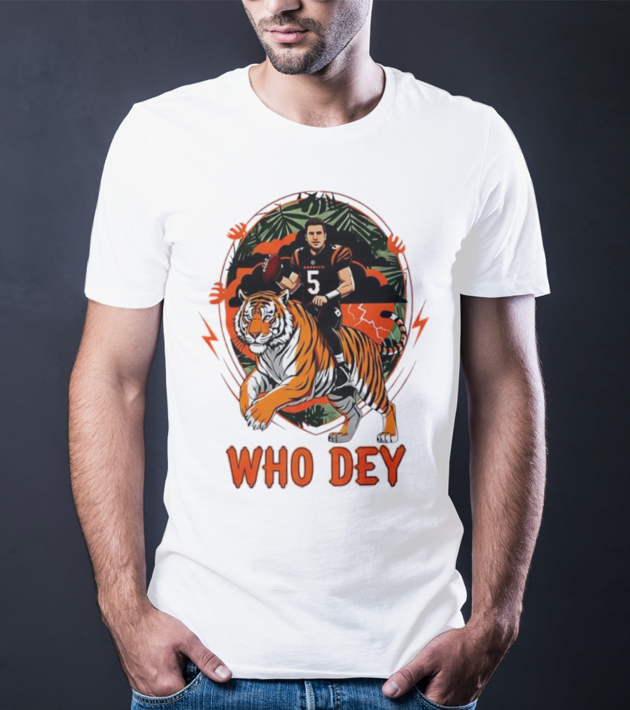 Joe Flacco Cincinnati Bengals Tiger Ride Who Dey Jungle Football T-Shirt