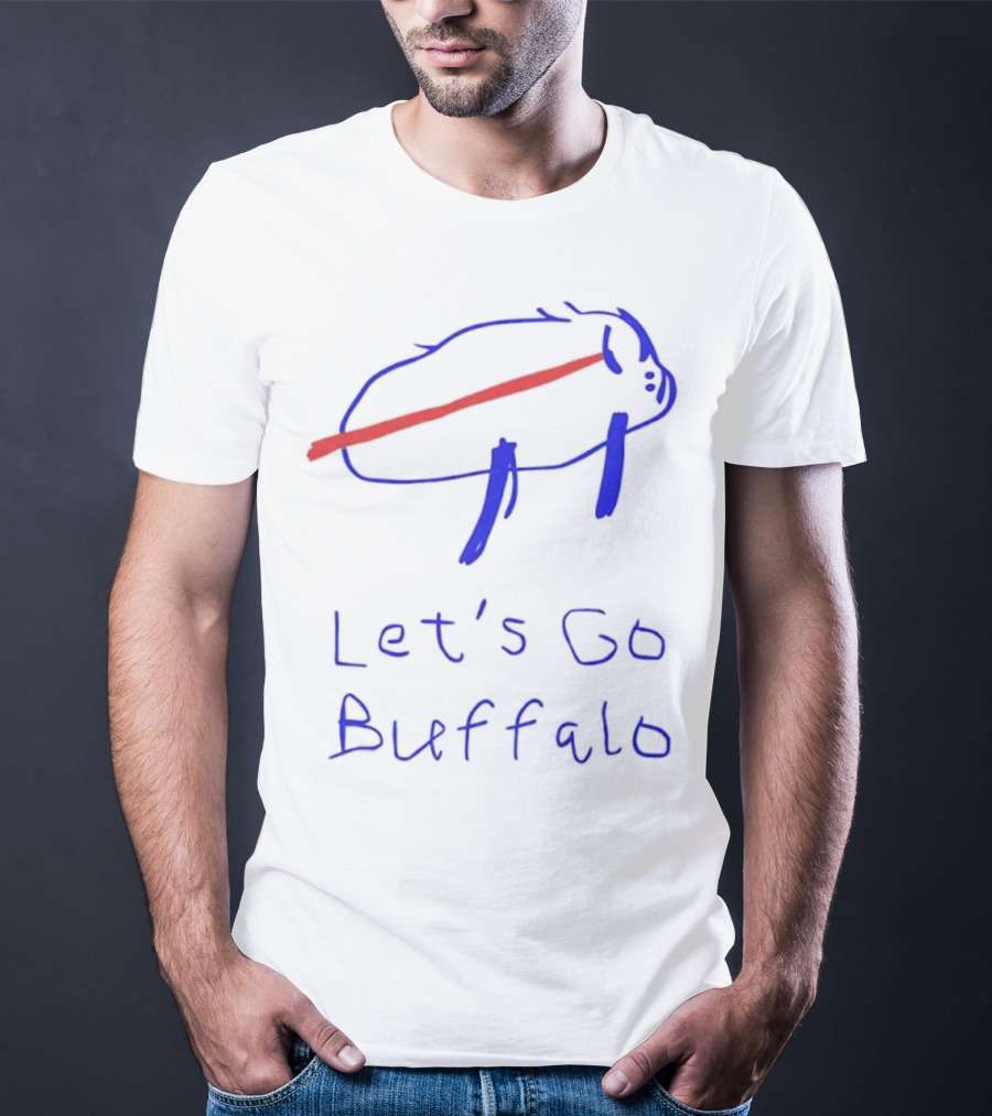 Let’s Go Buffalo Bills Hand-Drawn Blue And Red Graphic T-Shirt