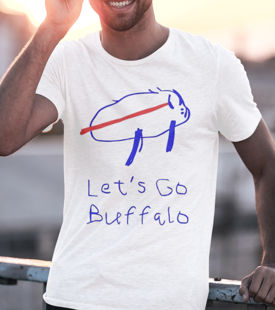 Let’s Go Buffalo Bills Hand-Drawn Blue And Red Graphic T-Shirt
