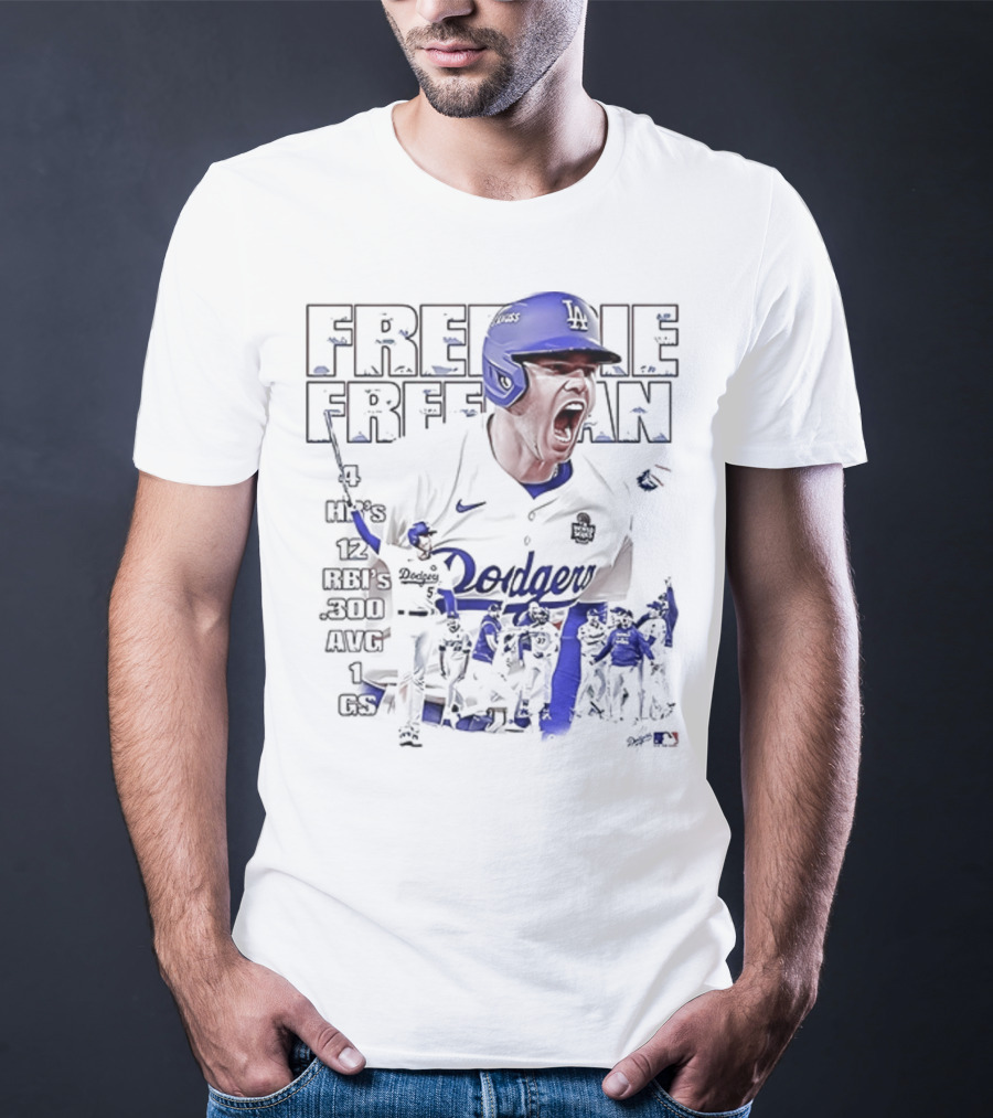 Los Angeles Dodgers Freddie Freeman HR 12 RBIs 300 AVG 1 GS T-Shirt