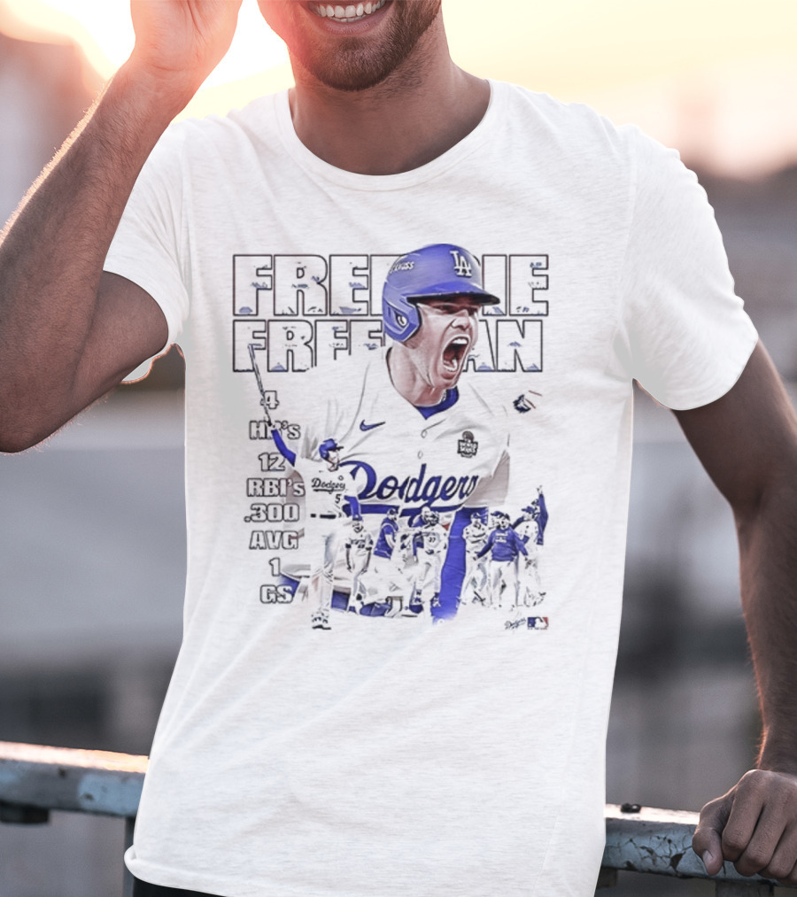 Los Angeles Dodgers Freddie Freeman HR 12 RBIs 300 AVG 1 GS T-Shirt