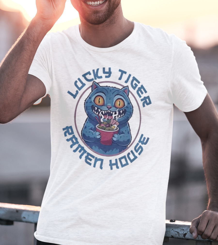 Lucky Tiger Ramen House Kpop Demon Hunters Derpy The Tiger Cartoon Cat Noodles T-Shirt
