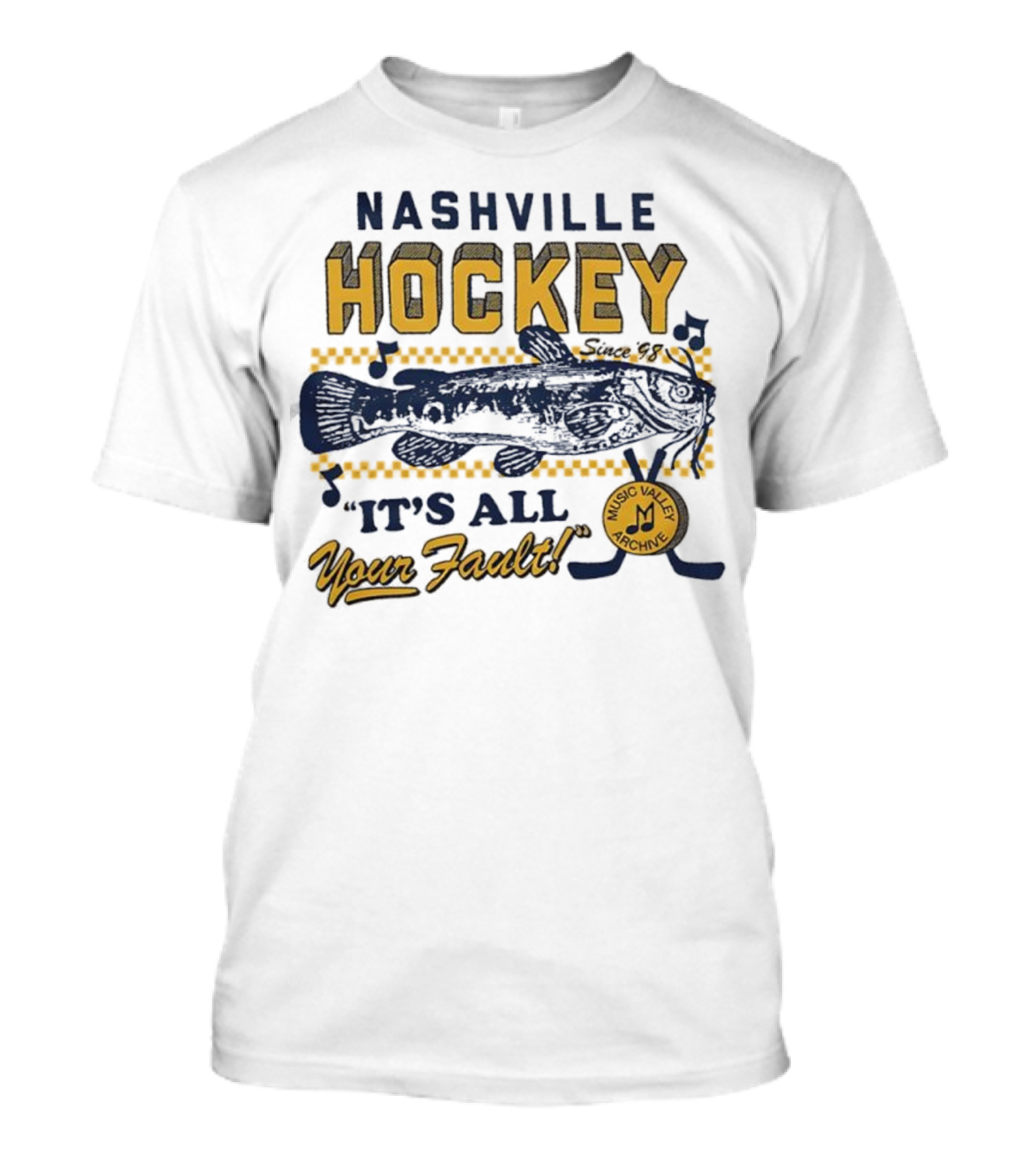 Nashville Hockey It's All Your Fault Mustard Catfish Music Valley Archive T-Shirt