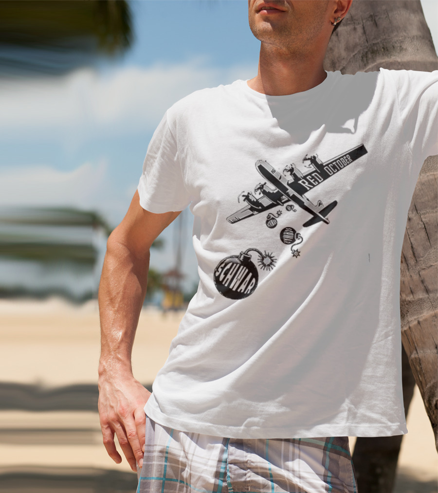 Philadelphia Phillies Red October Schwarbombs Away City Skyline Airplane رسالة قصف Blimp Explosion T-Shirt