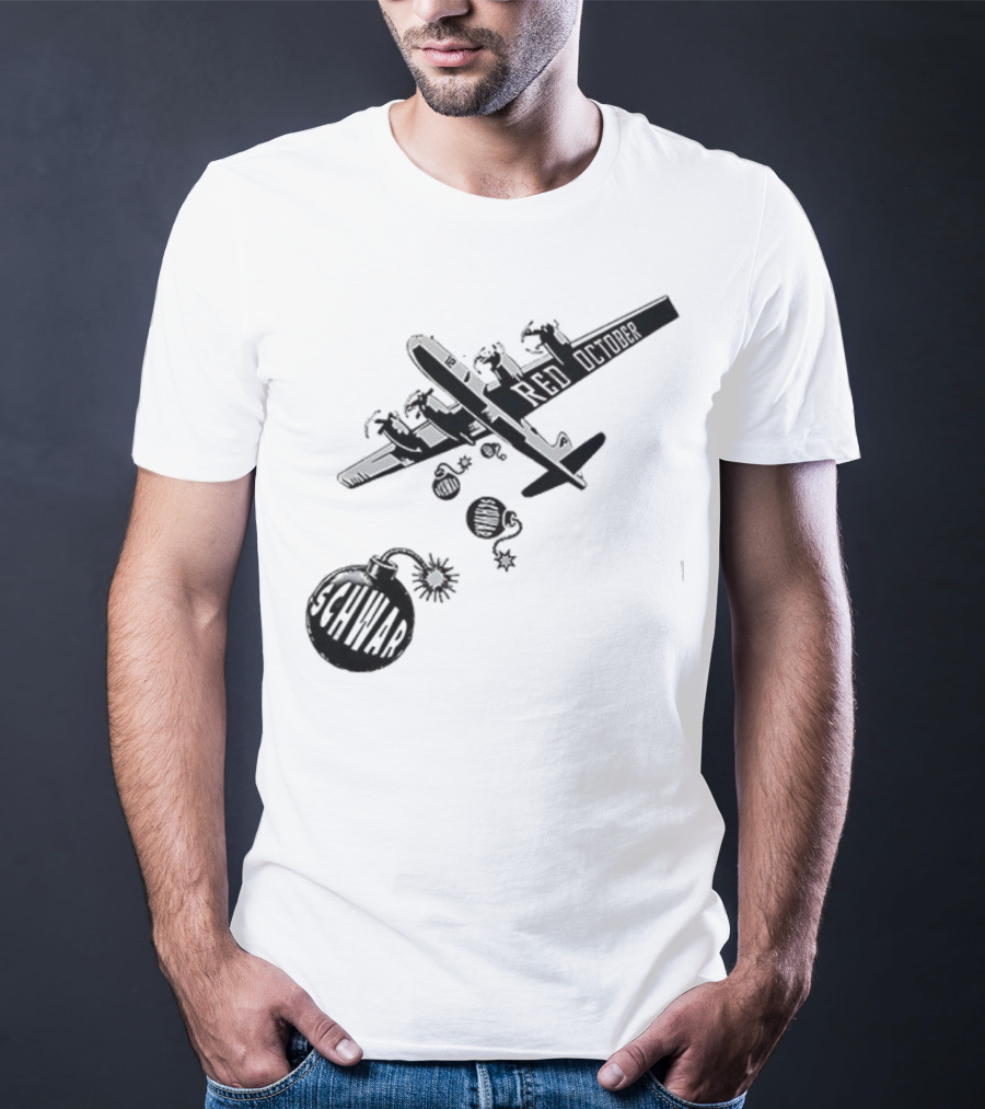 Philadelphia Phillies Red October Schwarbombs Away City Skyline Airplane رسالة قصف Blimp Explosion T-Shirt