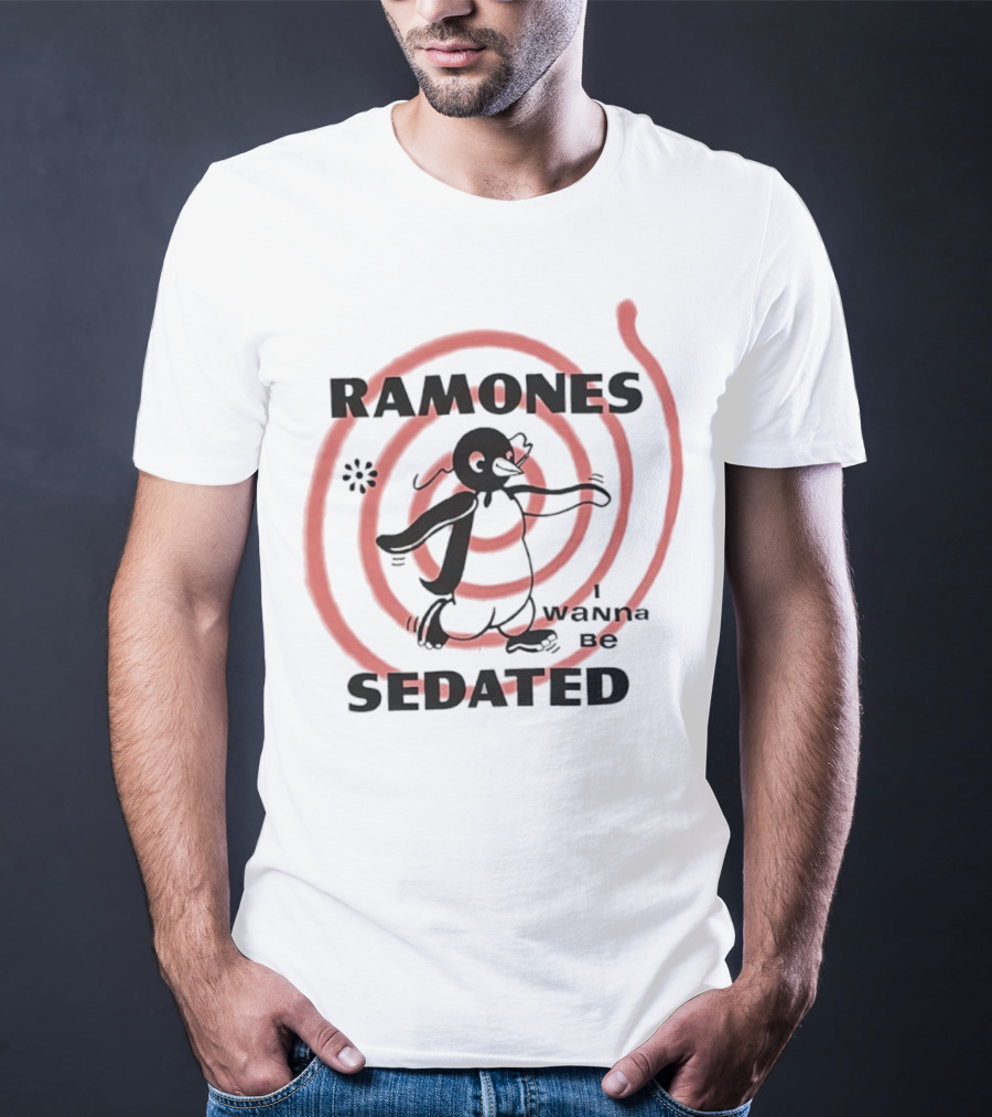 Ramones I Wanna Be Sedated Spiraling Cartoon Character T-Shirt