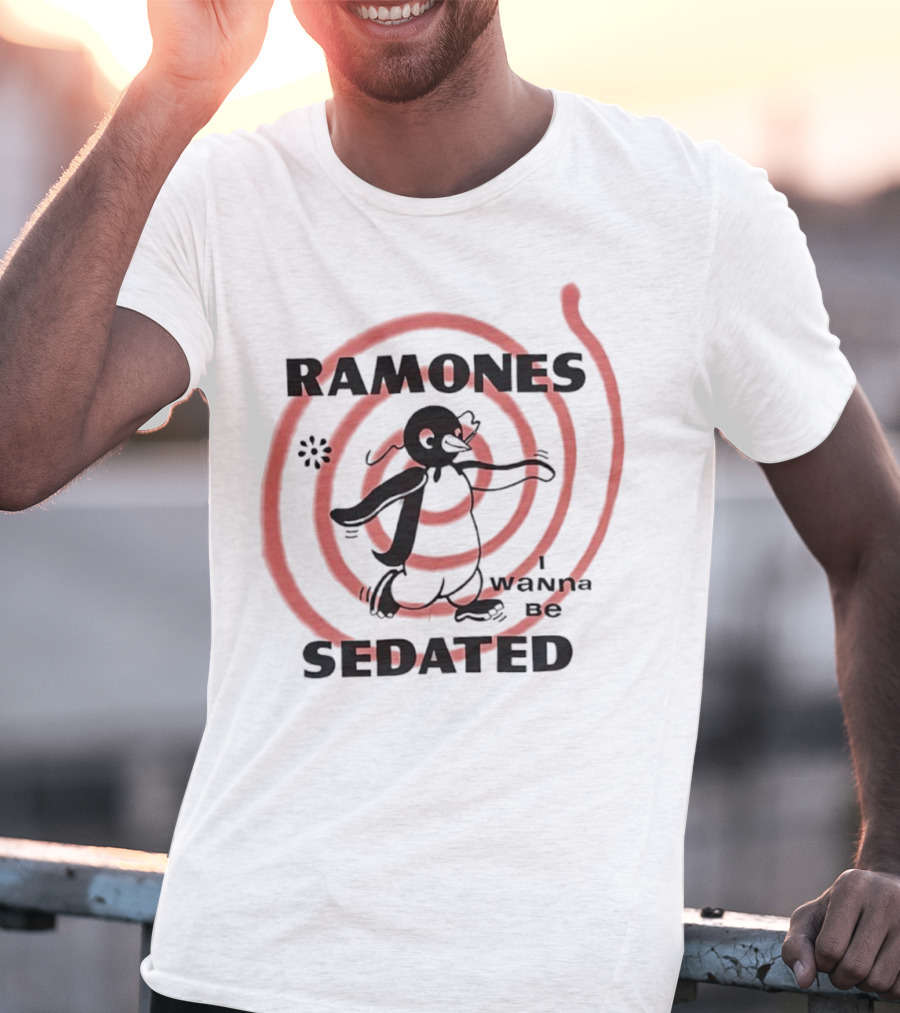 Ramones I Wanna Be Sedated Spiraling Cartoon Character T-Shirt