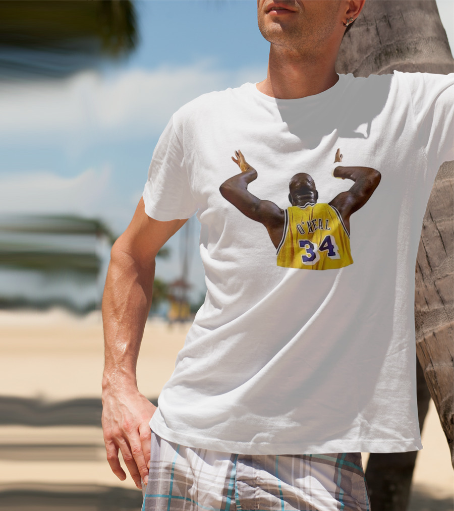 Shaquille O'Neal 34 Los Angeles Lakers Basketball Iconic Celebration T-Shirt