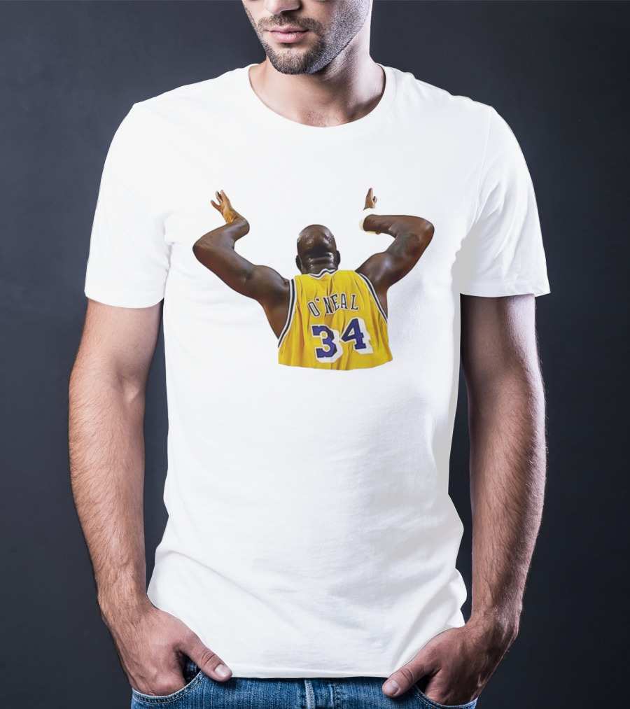 Shaquille O'Neal 34 Los Angeles Lakers Basketball Iconic Celebration T-Shirt