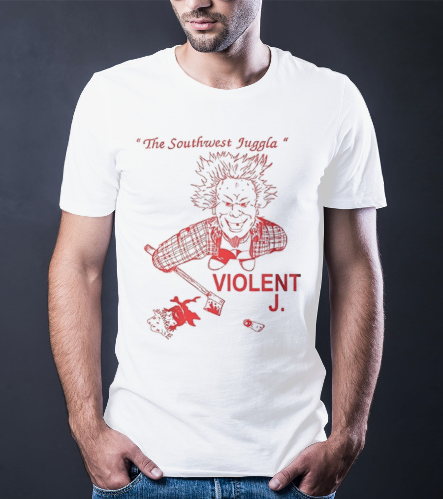 Violent J The Southwest Juggla Clown Caricature With Axe And Puppet T-Shirt