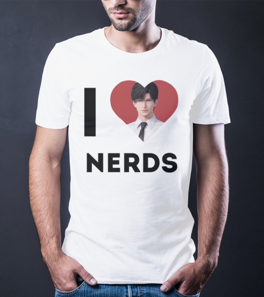 I Love Nerds Anime Character Glasses And Suit T-Shirt