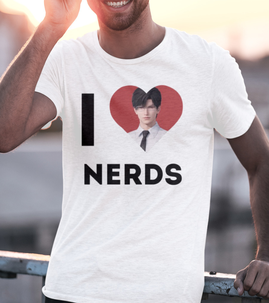 I Love Nerds Anime Character Glasses And Suit T-Shirt