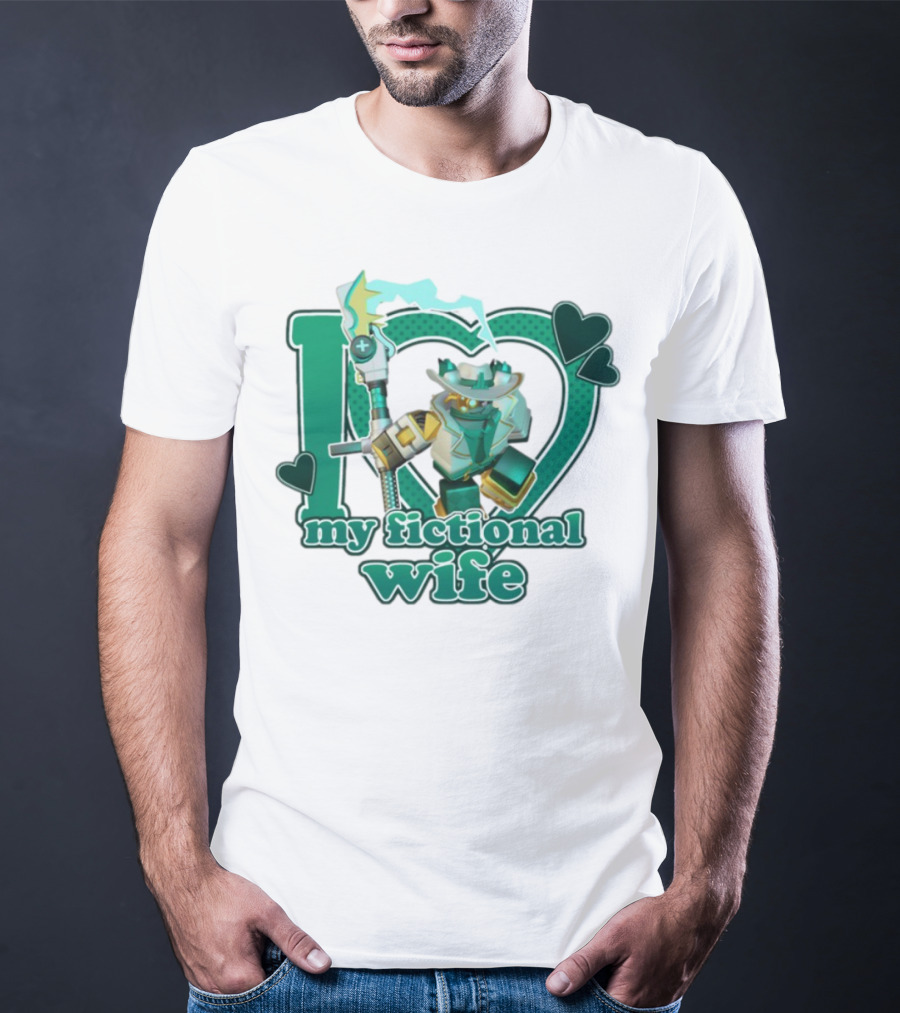 Kimmada Phighting Scythe I Love My Fictional Wife Iconic Robot And Heart Design T-Shirt