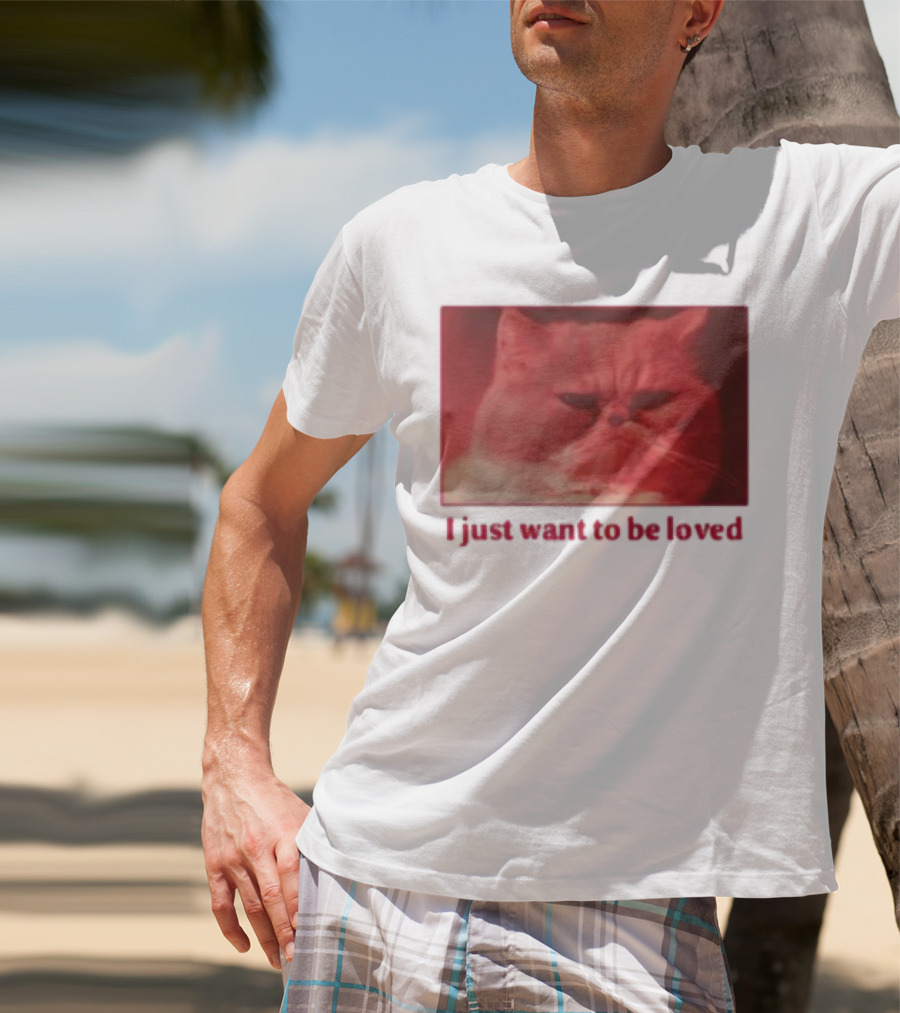 Volodymyr Testardі I Just Want To Be Loved Grumpy Cat Red Tones T-Shirt