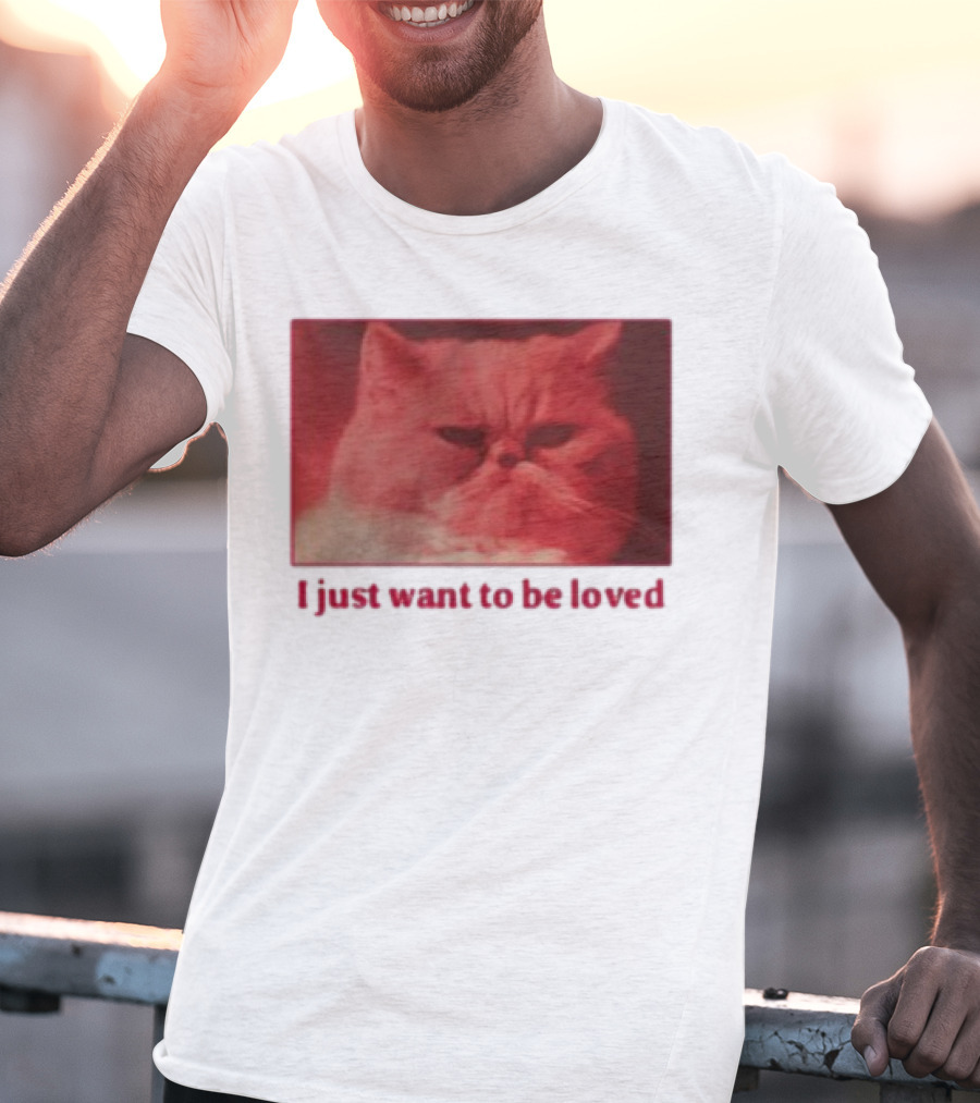 Volodymyr Testardі I Just Want To Be Loved Grumpy Cat Red Tones T-Shirt