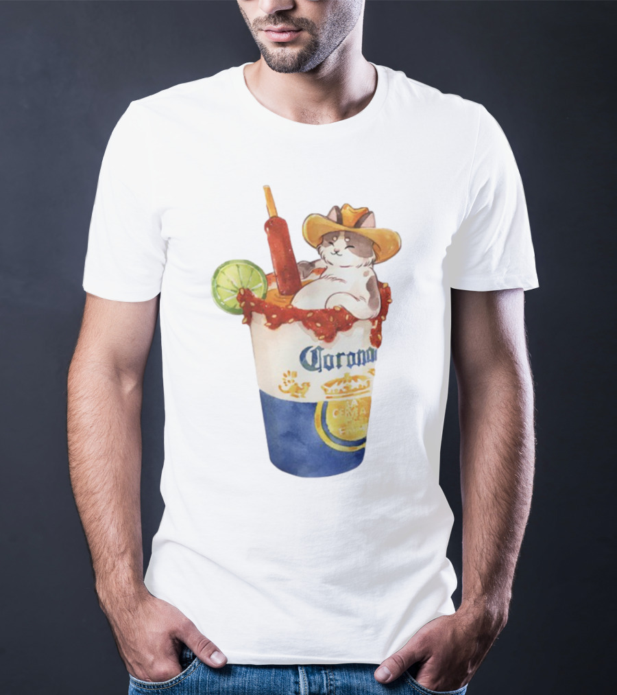 Michelada Vanilla Ryder Cat With Cowboy Hat In Corona Cup With Lime And Chamoy T-Shirt