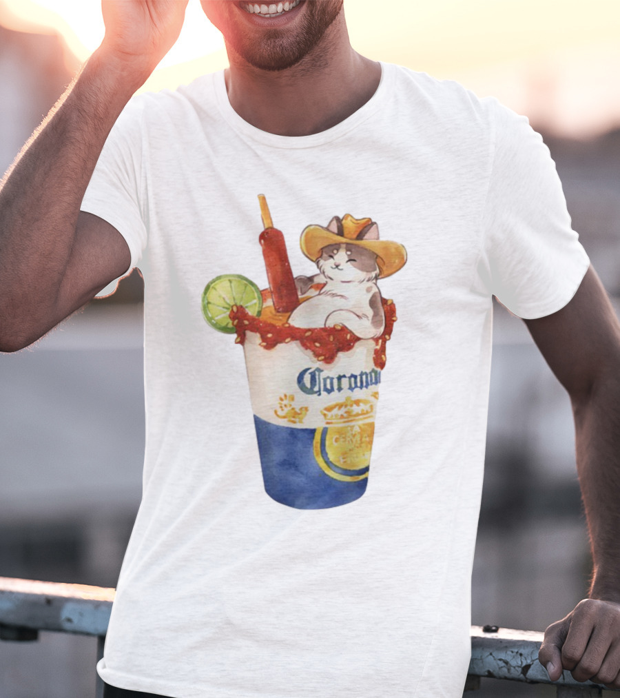 Michelada Vanilla Ryder Cat With Cowboy Hat In Corona Cup With Lime And Chamoy T-Shirt