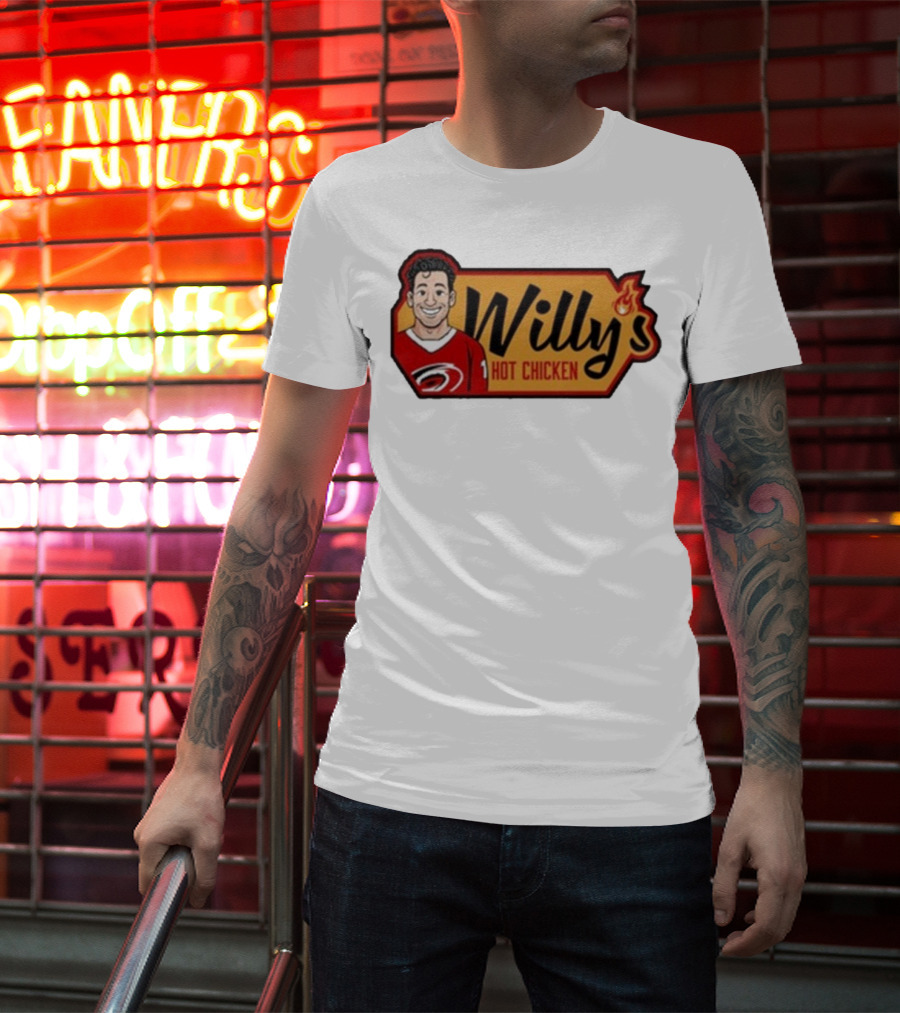 Carolina Hurricanes Willy's Hot Chicken Hockey Theme T-Shirt