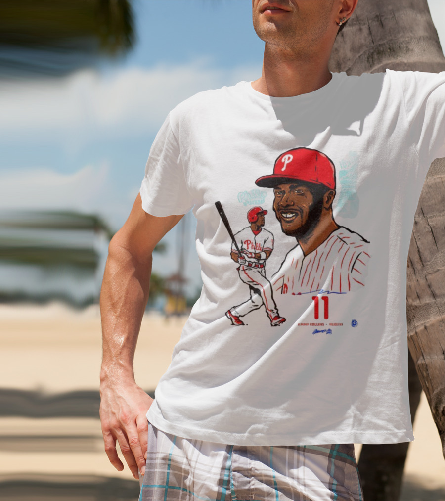 Jimmy Rollins 11 Philadelphia Phillies MLB Baseball Cartoon Phillies Player T-Shirt