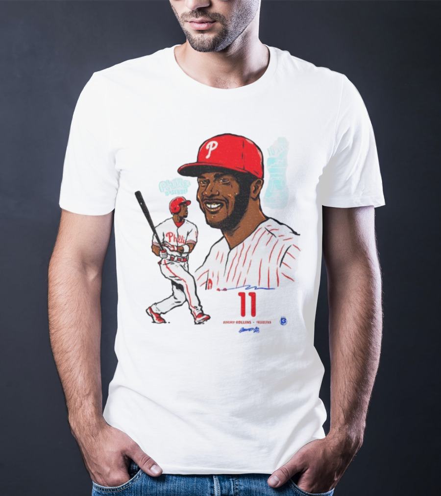 Jimmy Rollins 11 Philadelphia Phillies MLB Baseball Cartoon Phillies Player T-Shirt