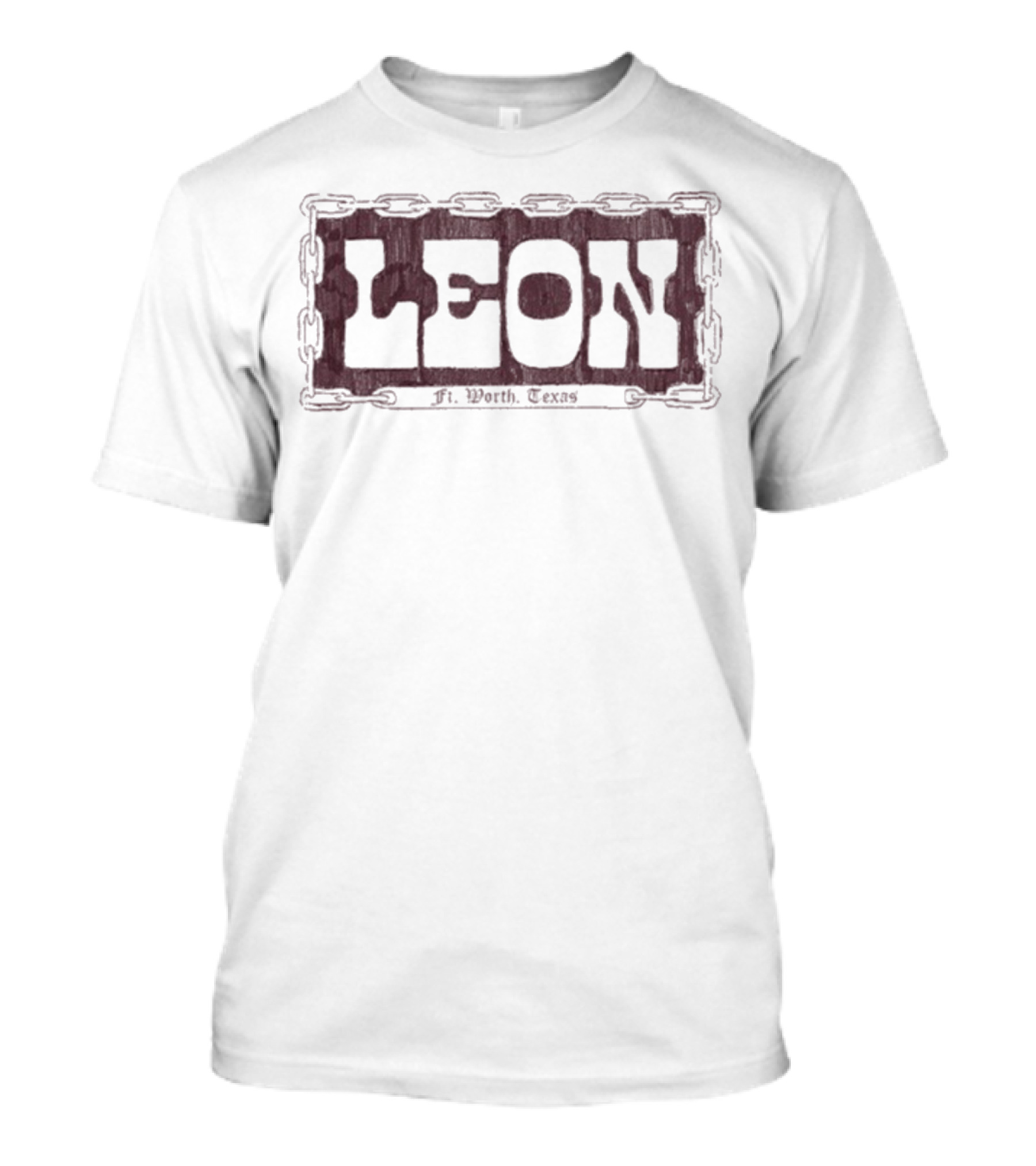 LEON Fort Worth Texas License Plate Chain Style T-Shirt