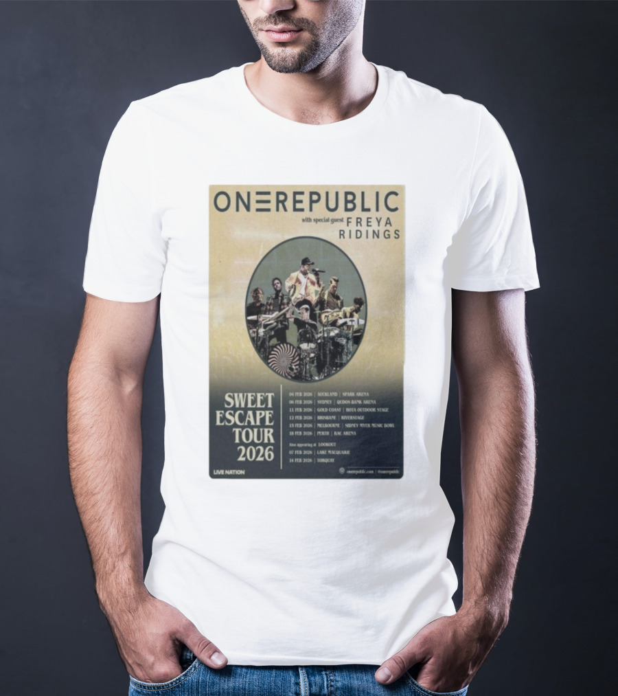 ONEREPUBLIC Sweet Escape Tour Australia New Zealand 2026 Special Guest Freya Ridings T-Shirt