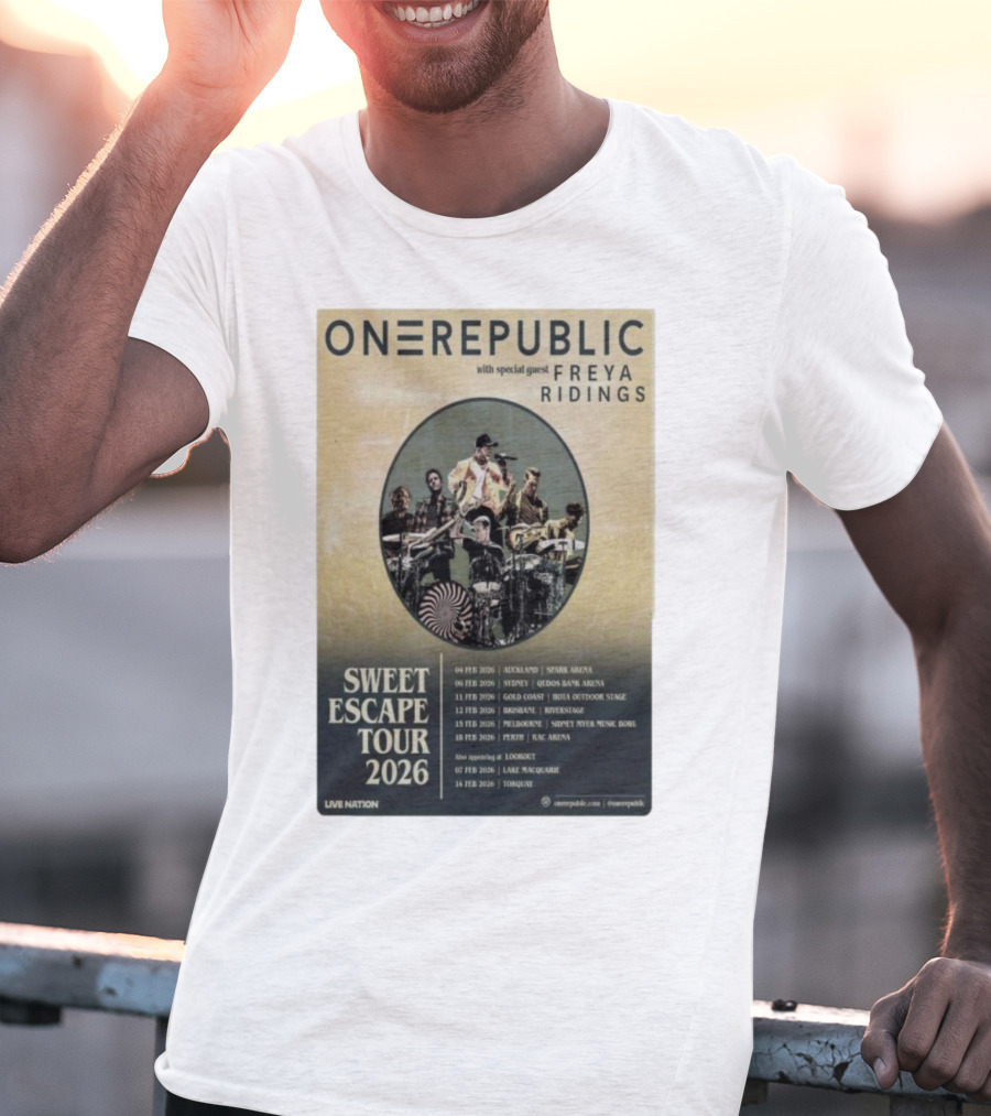 ONEREPUBLIC Sweet Escape Tour Australia New Zealand 2026 Special Guest Freya Ridings T-Shirt