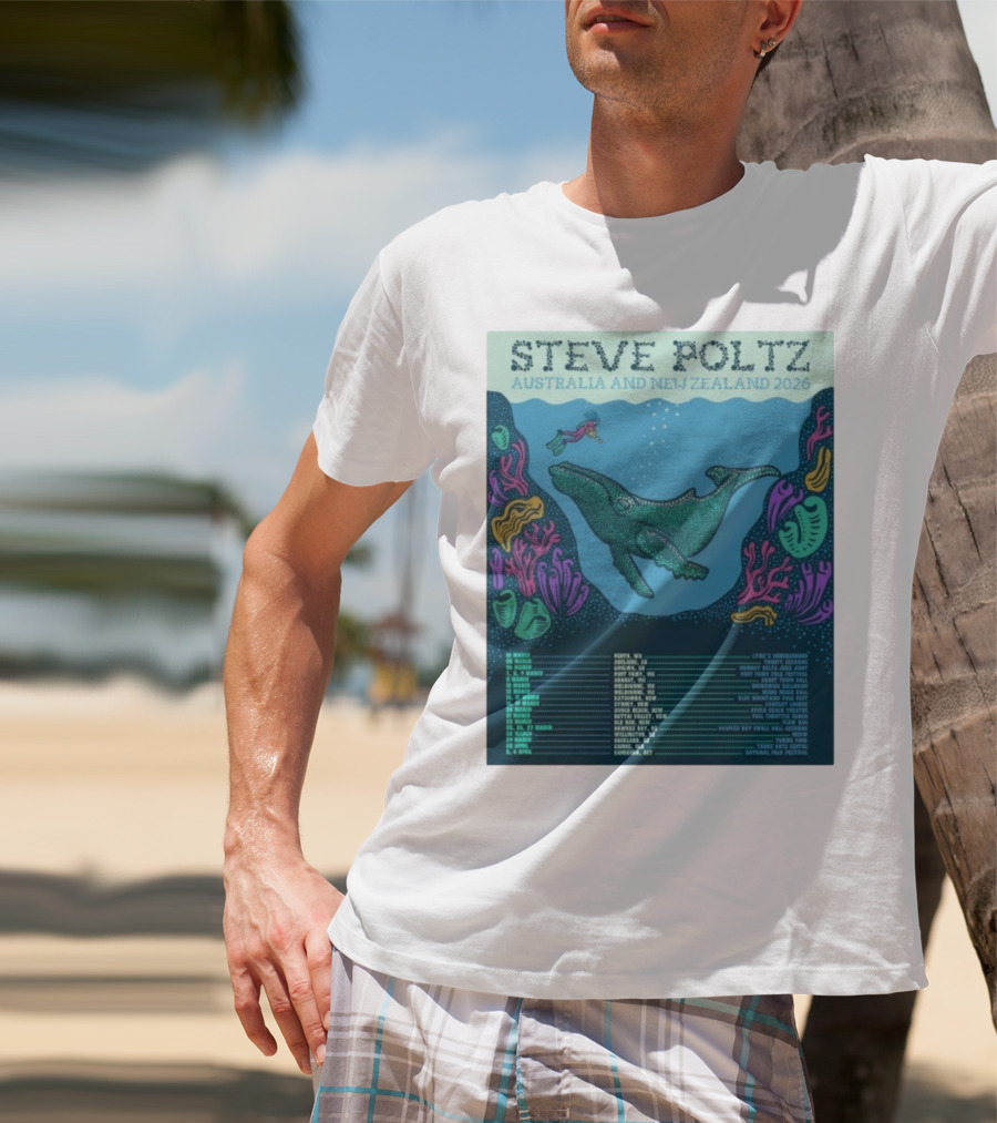 Steve Poltz Australia New Zealand Tour 2026 Concert Dates Underwater Theme T-Shirt