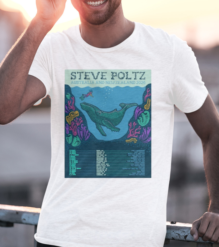 Steve Poltz Australia New Zealand Tour 2026 Concert Dates Underwater Theme T-Shirt